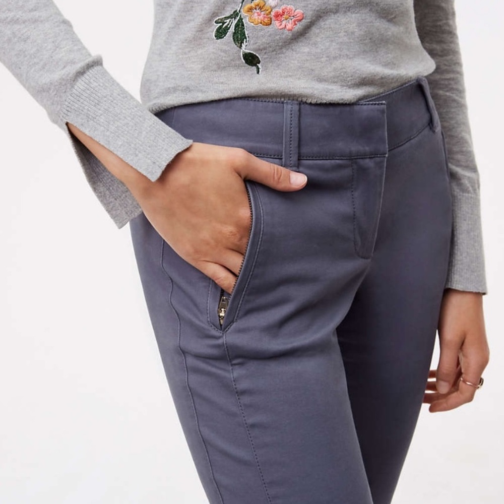 NWT Loft Gray Bootcut Sanded Sateen Chinos in Marisa Fit, 00 - Picture 2 of 13